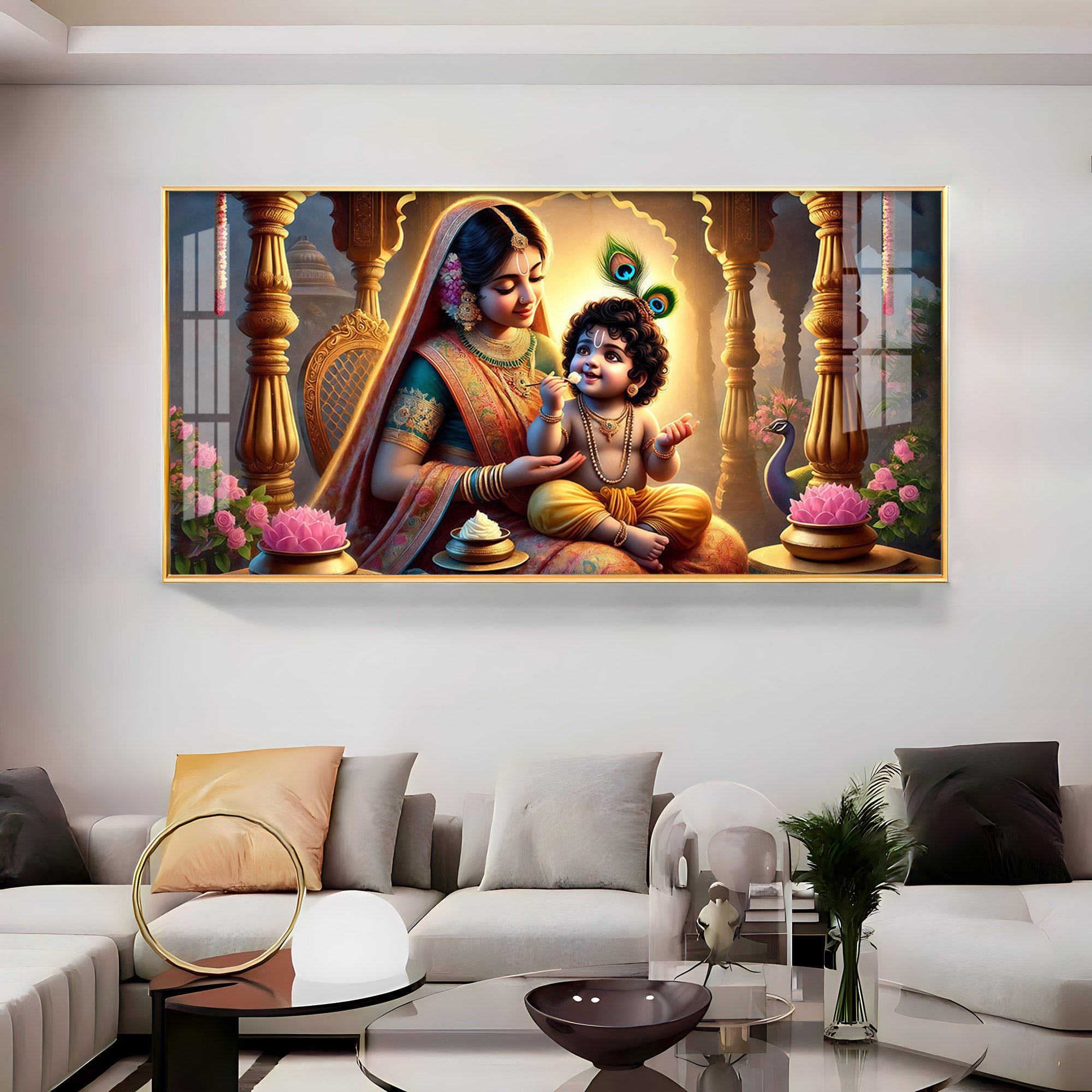 Kanha With Maa Yashoda Premium Acrylic Horizontal Wall Art