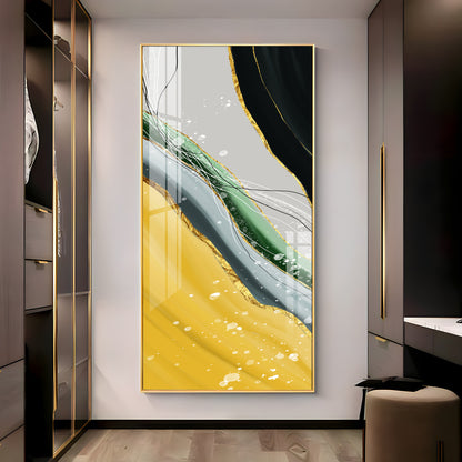 Golden Greens Premium Acrylic Vertical Wall Art