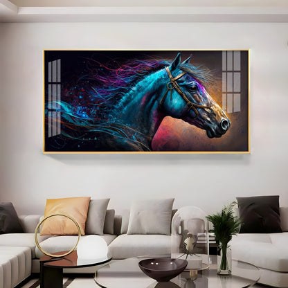 Neon Horse Premium Acrylic Horizontal Wall Art