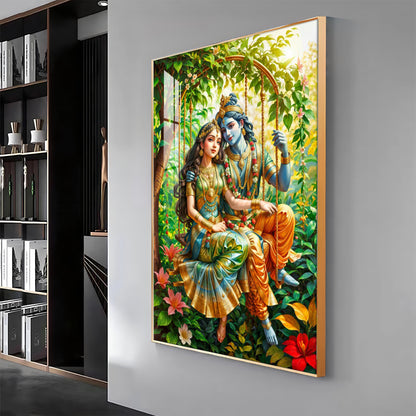 Shree Radha Krishna Premium Acrylic Vertical Wall Art