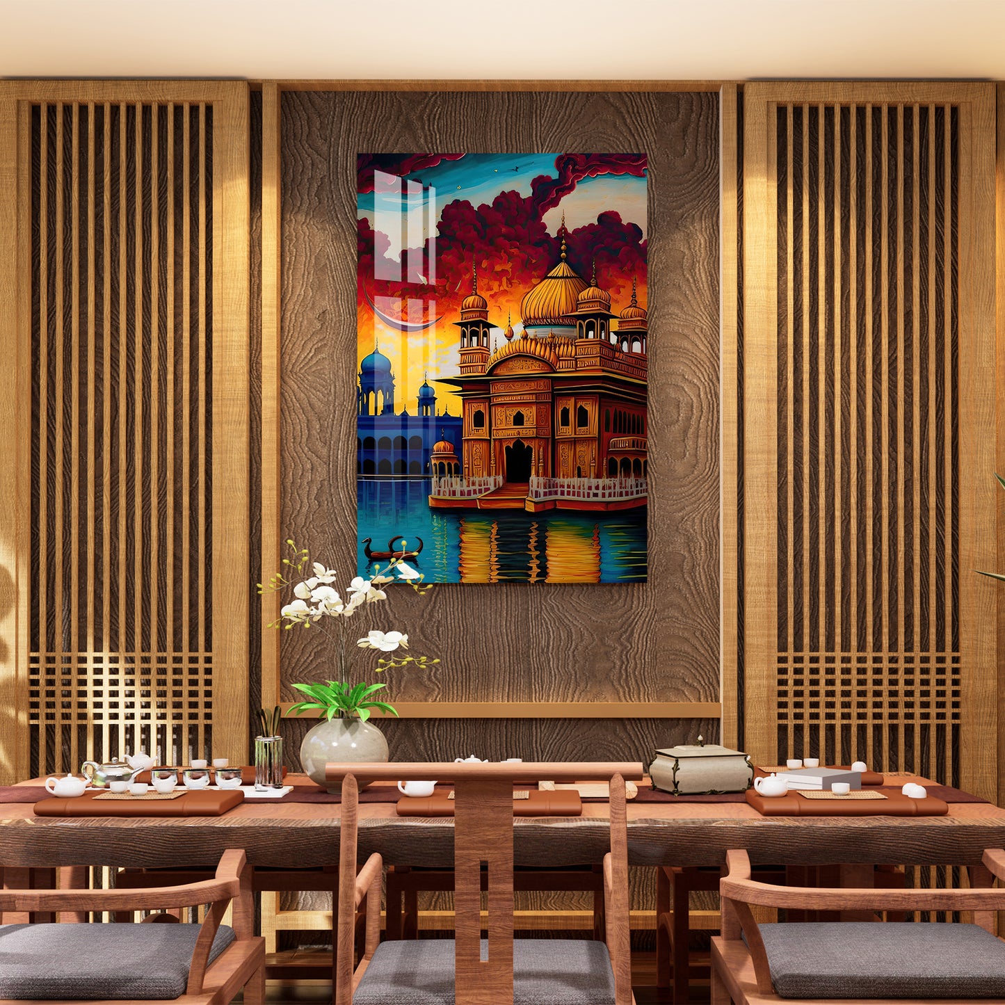 Twilight Golden Temple Acrylic Wall Art