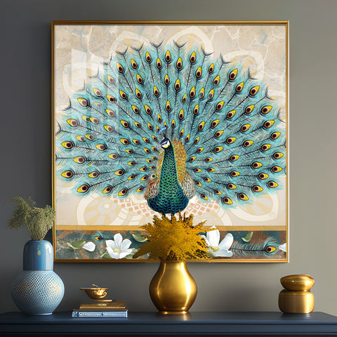 Beautiful Peacock Premium Acrylic Square Wall Art