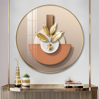 Leafy Luxe Vase Premium Acrylic Round Wall Art