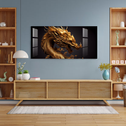 Golden Chinese Dragon Acrylic Wall Art