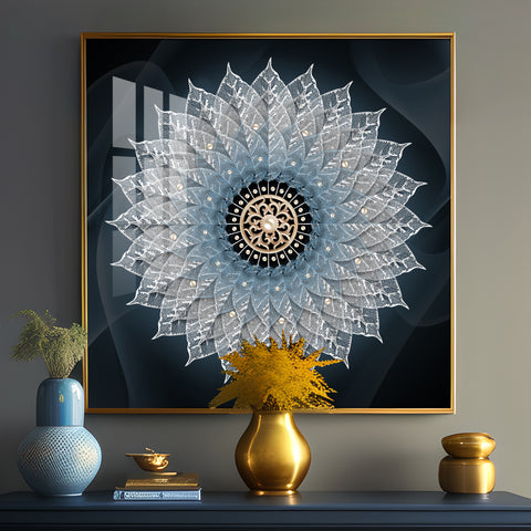 Crystal Flower Mandala Premium Acrylic Square Wall Art