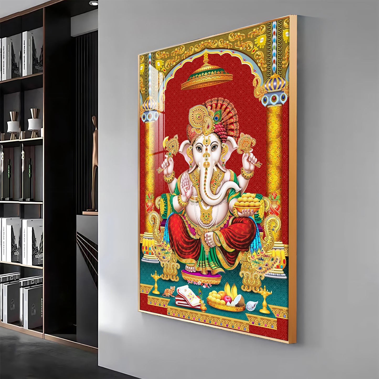 Majestic Lord Ganesha Premium Acrylic Vertical Wall Art