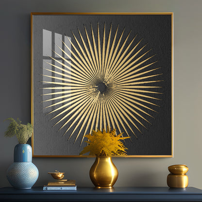 Spiky Golden Circle Premium Acrylic Square Wall Art