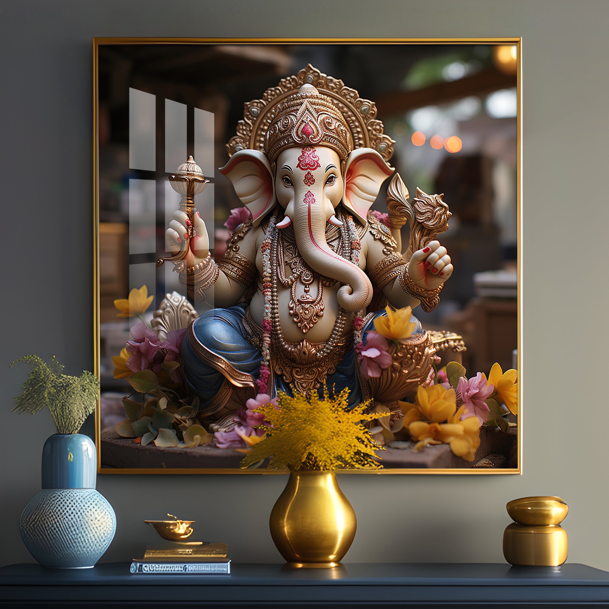 Karya Siddh Ganesh Premium Acrylic Square Wall Art