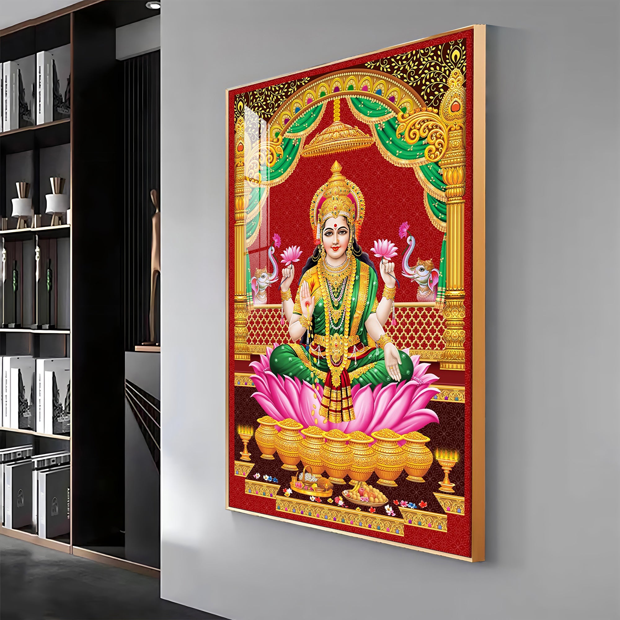 Lakshmi's Blessing Premium Acrylic Vertical Wall Art