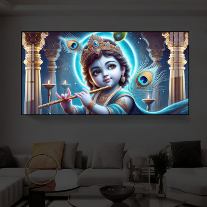Bal Krishna Ji Modern Luxury Backlight Horizontal Wall Art