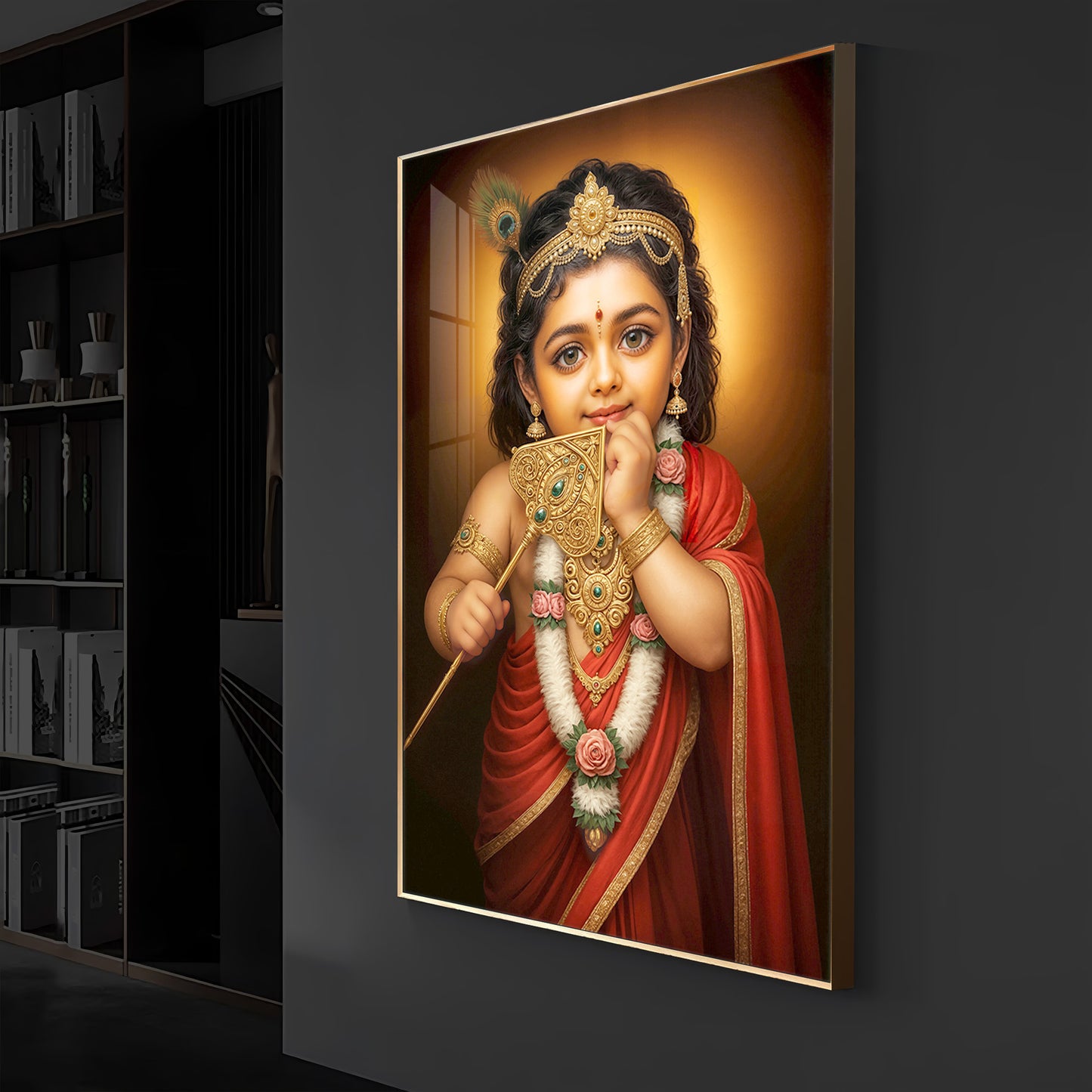 Little Murugan Ji Modern Luxury Backlight Vertical Wall Art