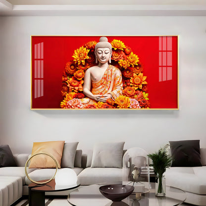 Floral Buddha Premium Acrylic Horizontal Wall Art