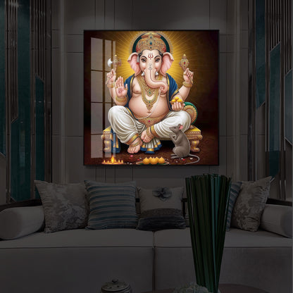 Shree Ganesh Modern Luxury Backlight Square Wall Art
