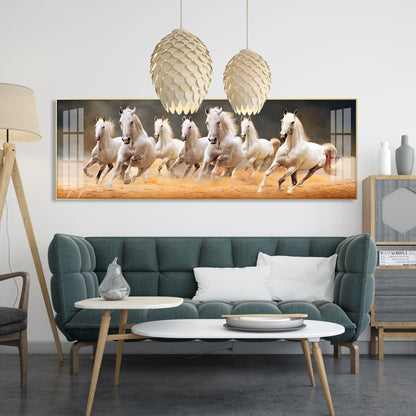 Seven Running Horses Premium Acrylic Horizontal Wall Art