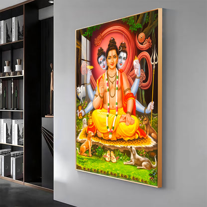 Lord Dattatreya Premium Acrylic Vertical Wall Art