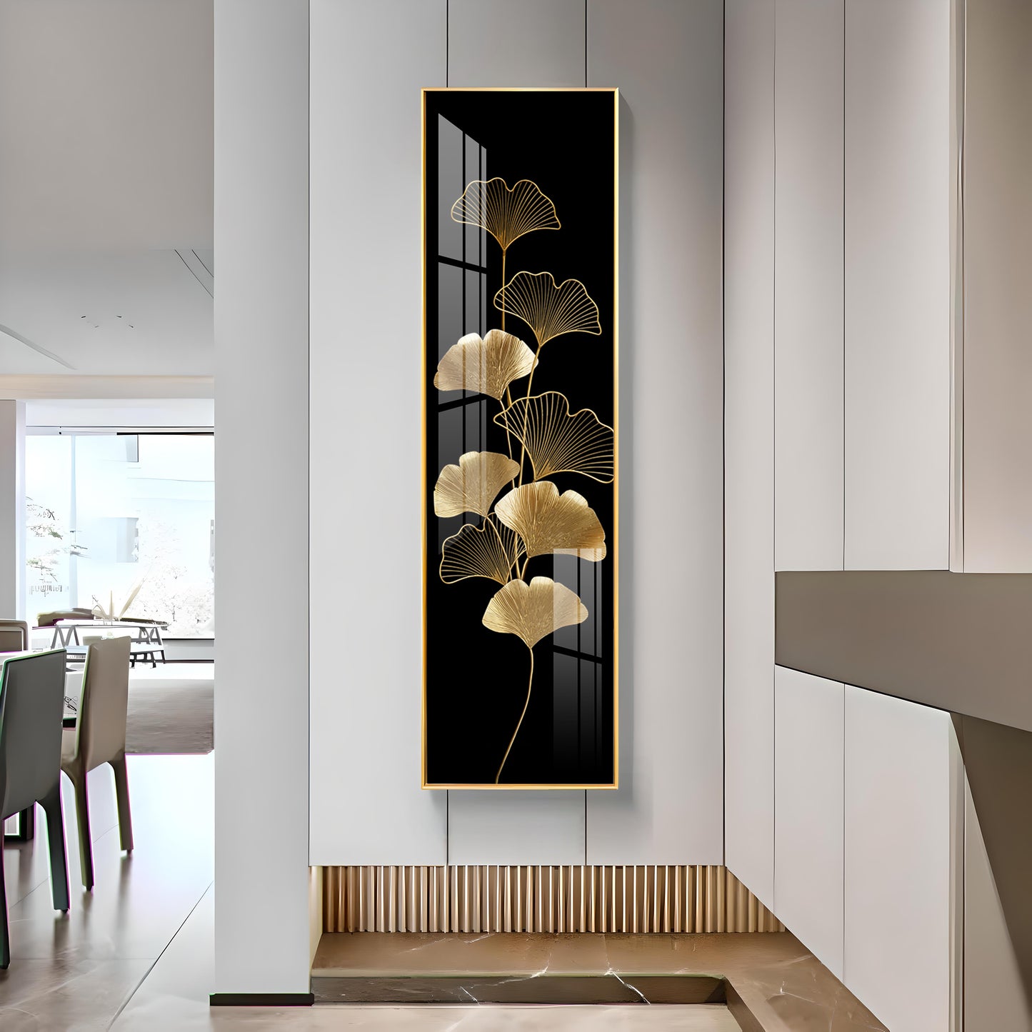 Ginkgo Leaf Design Premium Acrylic Vertical Wall Art