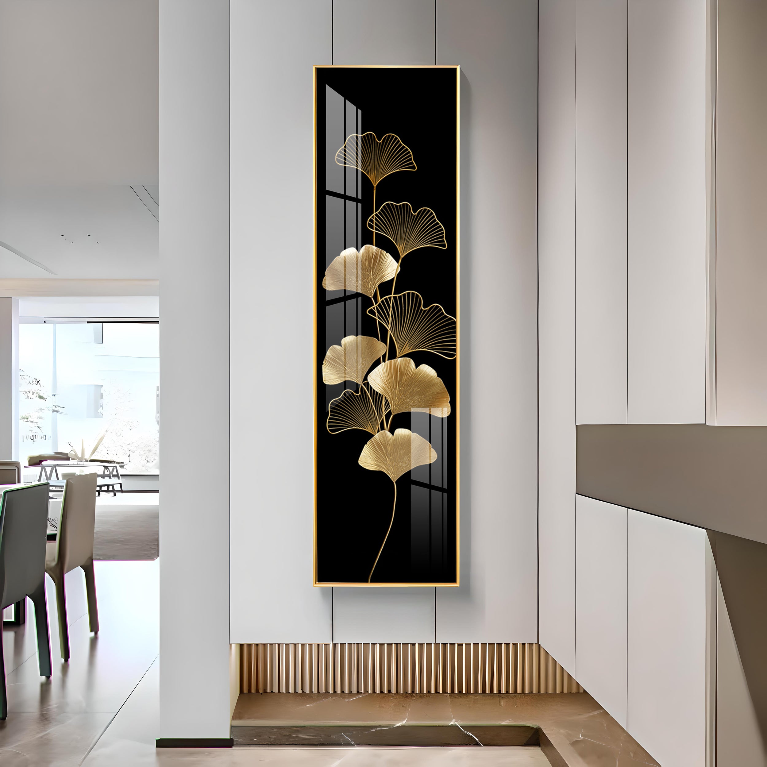 Ginkgo Leaf Design Premium Acrylic Vertical Wall Art