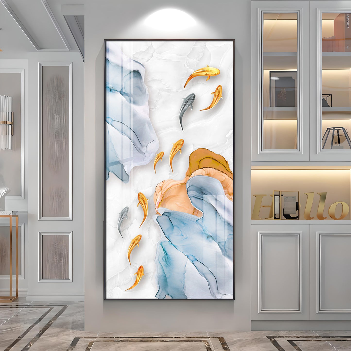 Auspicious Fishes Luxury Crystal Wall Art