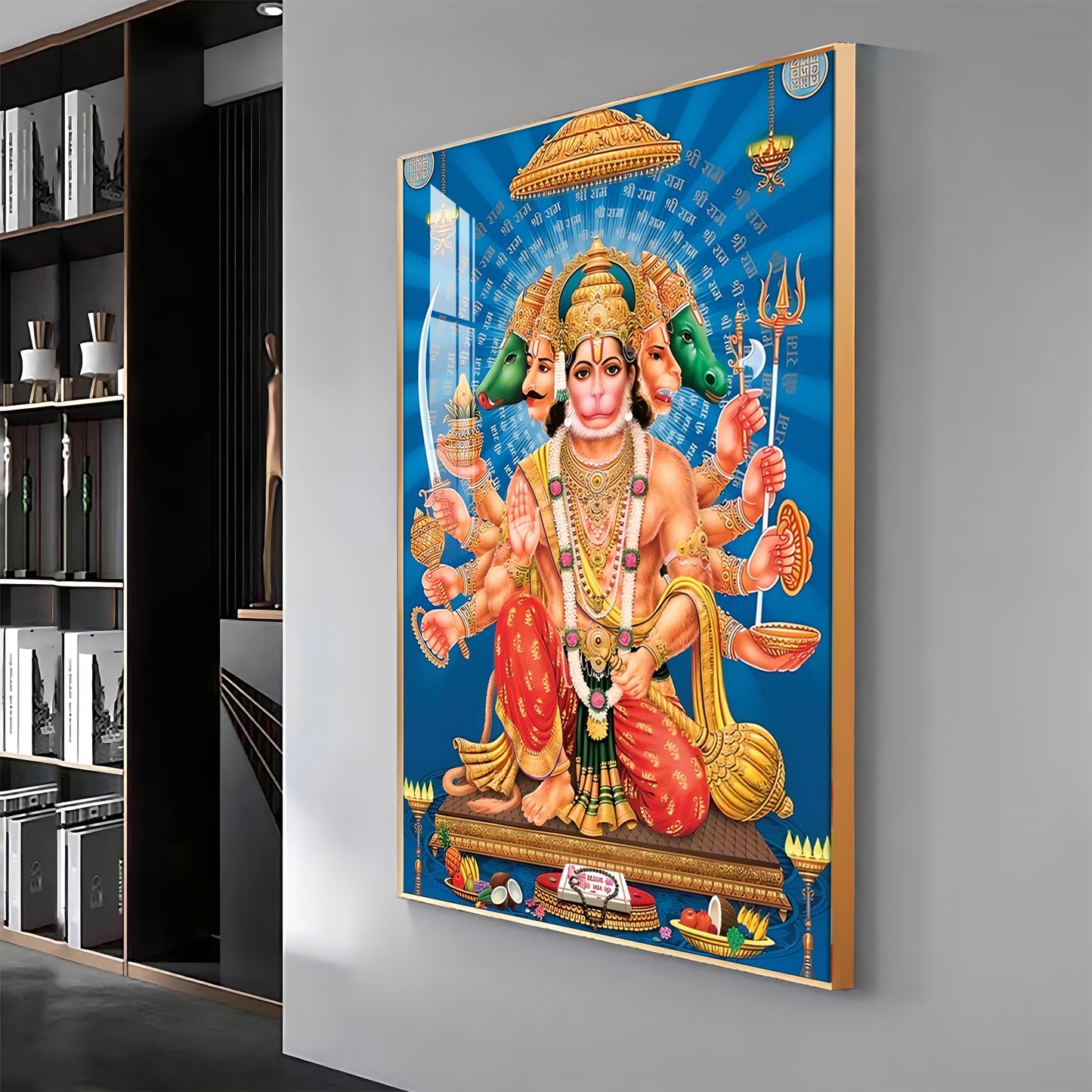 Panchmukhi Hanuman Premium Acrylic Vertical Wall Art