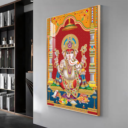Divine Ganesha Premium Acrylic Vertical Wall Art