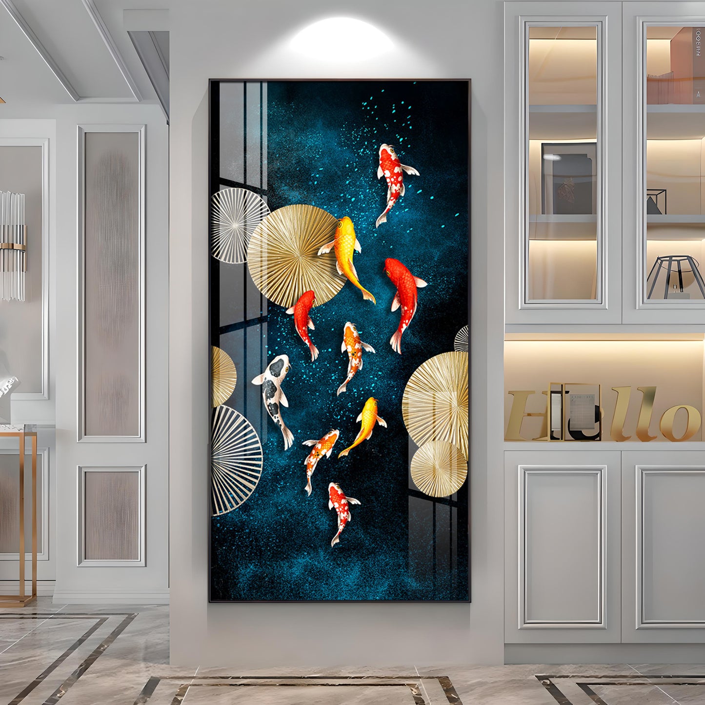 Koi Fish Feng Shui Luxury Crystal Wall Art