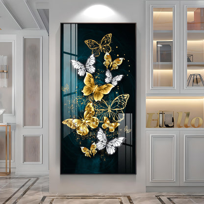 Golden & Silver Butterflies Luxury Crystal Wall Art