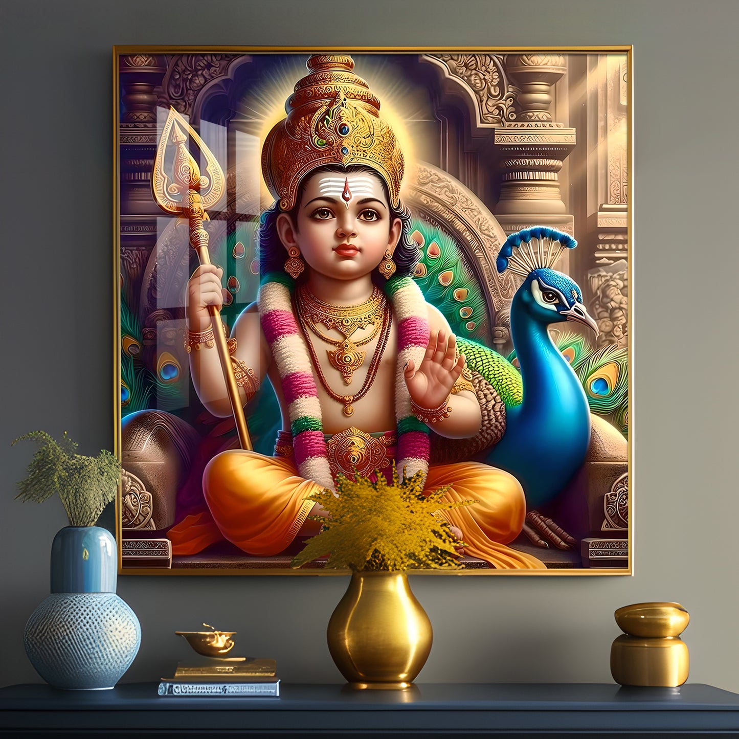 Lord Murugan Premium Acrylic Square Wall Art