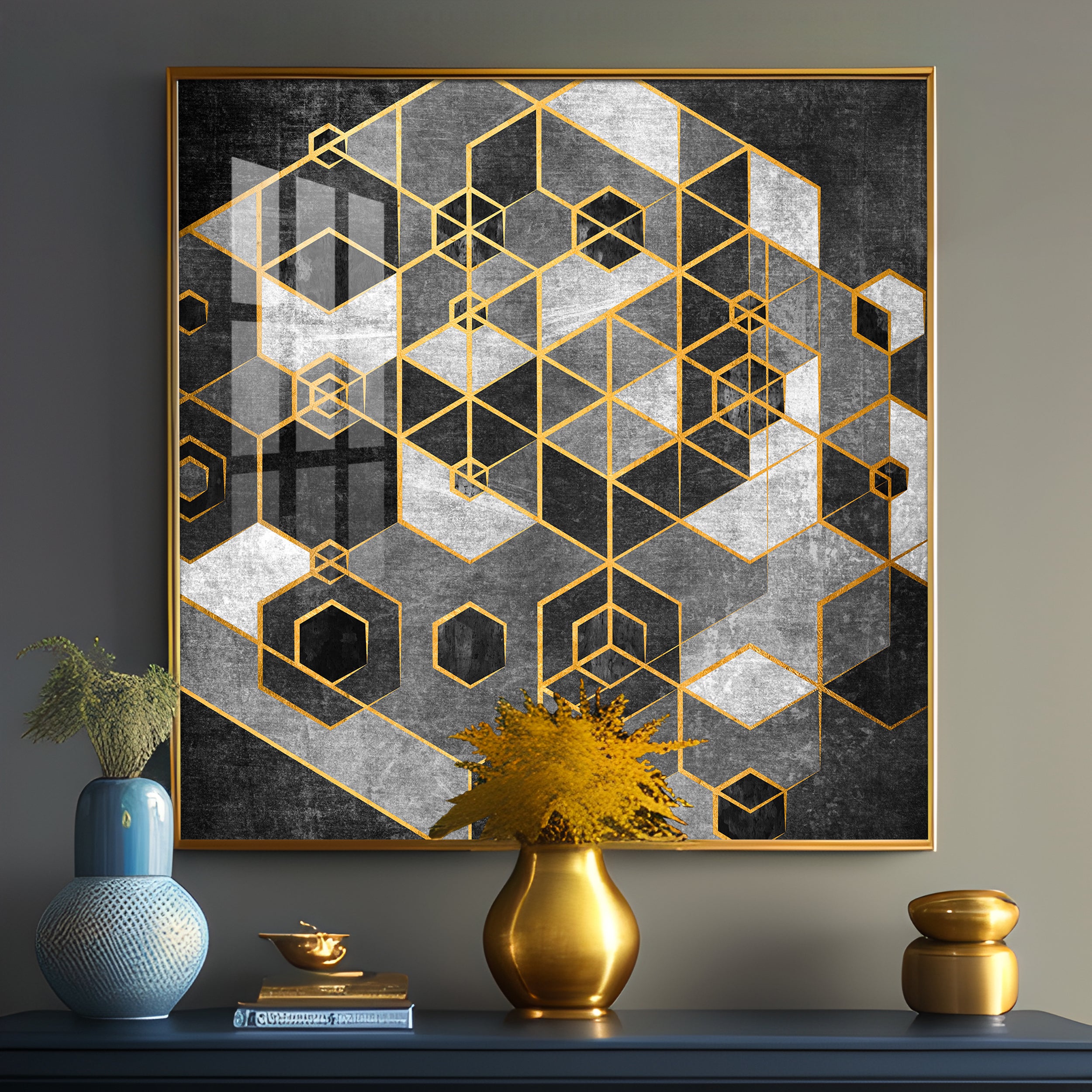 Glaze Hexagonal Pattern Premium Acrylic Square Wall Art