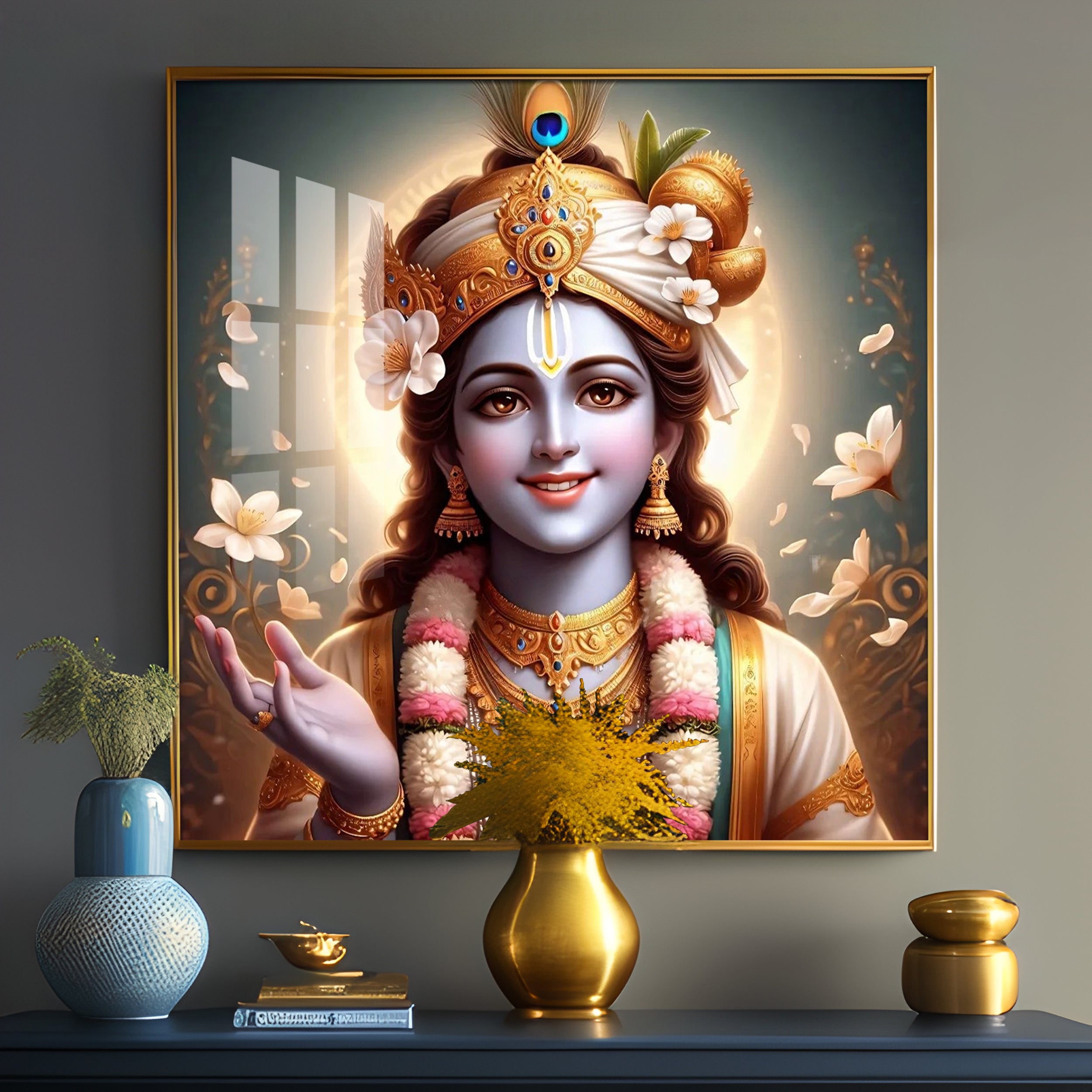 Hare Krishna Luxury Crystal Square Wall Art