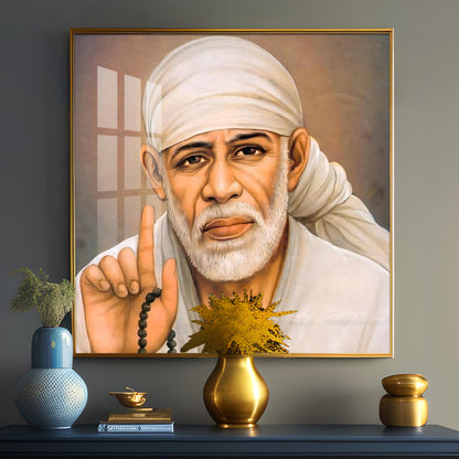 Om Sainath Premium Acrylic Square Wall Art