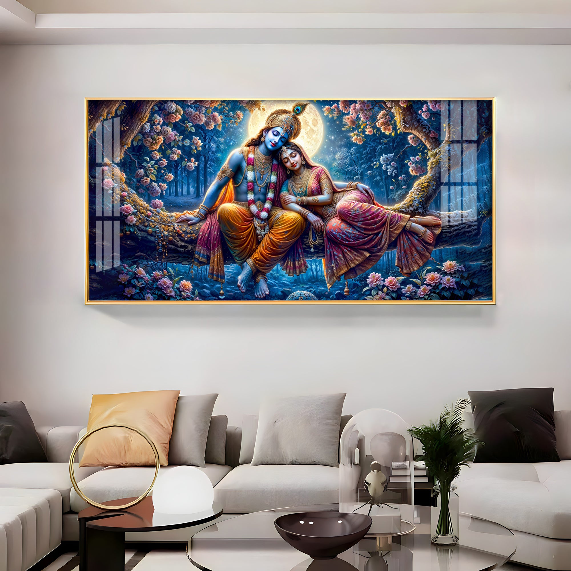 Krishna and His Beloved Premium Acrylic Horizontal Wall Art