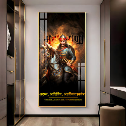 Maharana Pratap Premium Acrylic Vertical Wall Art