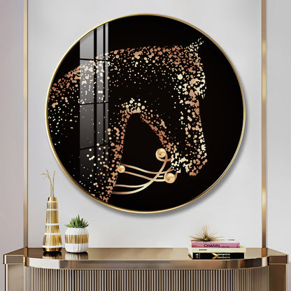 Golden Gallop Premium Acrylic Round Wall Art