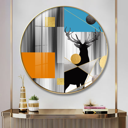 Circular Deer Premium Acrylic Round Wall Art
