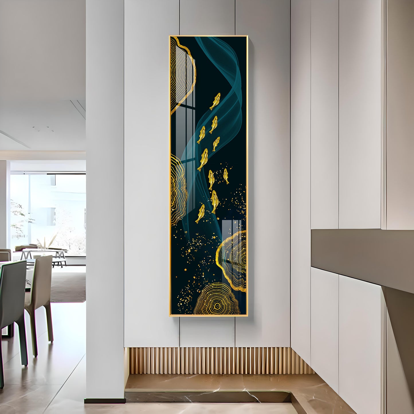 Oceanic Gold Fish Premium Acrylic Vertical Wall Art
