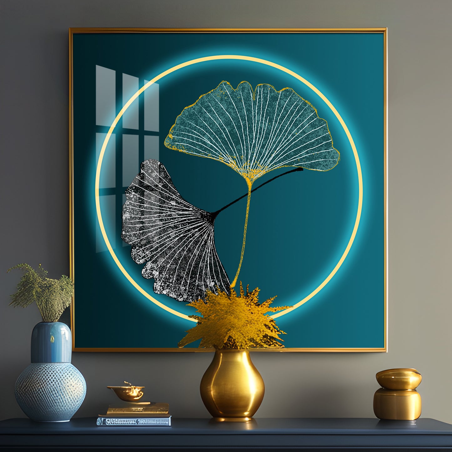 Ginkgo leaf Premium Acrylic Square Wall Art