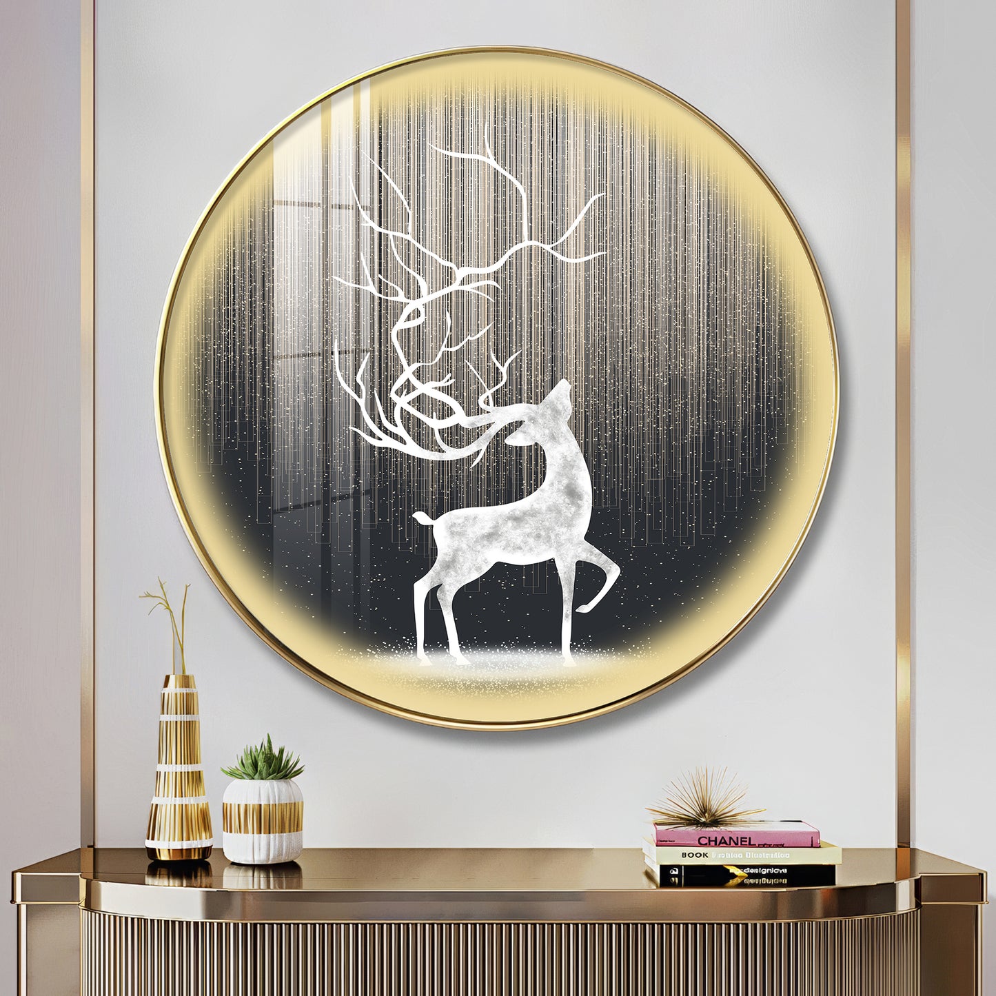 Enchanted Deer Premium Acrylic Round Wall Art