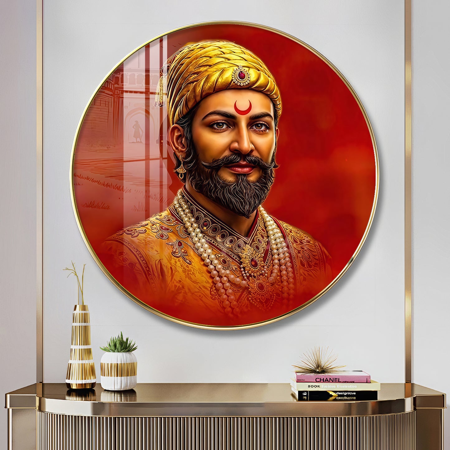 Shivaji Maharaj Premium Acrylic Round Wall Art