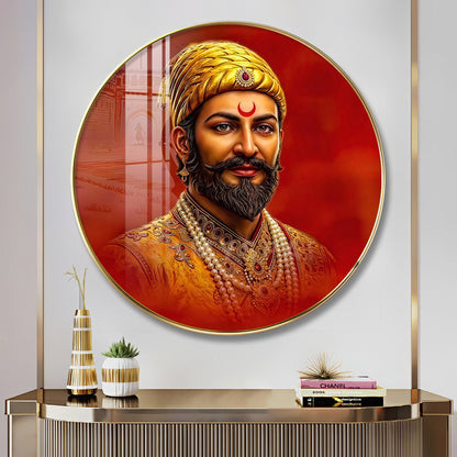 Shivaji Maharaj Premium Acrylic Round Wall Art