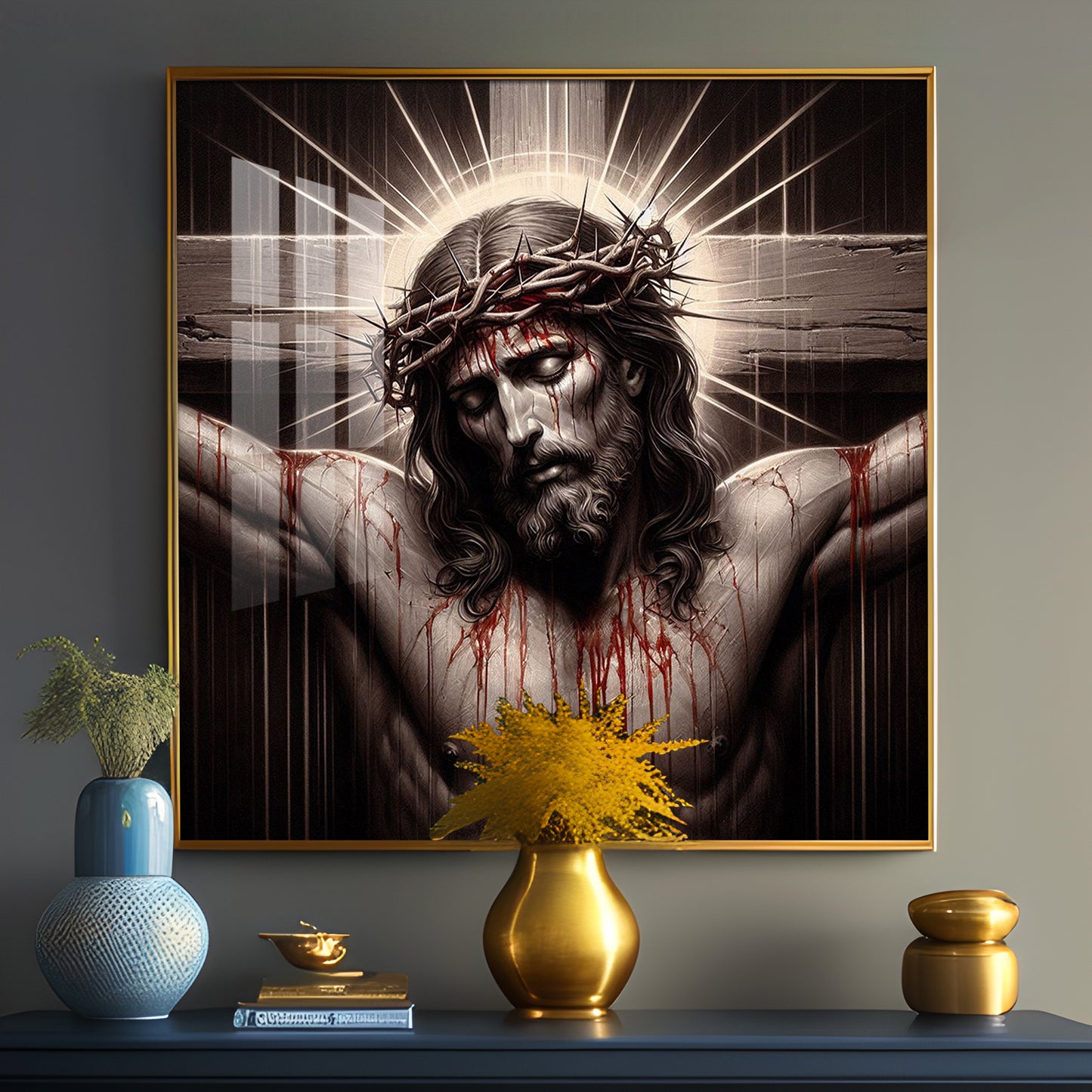 Jesus Crucified Premium Acrylic Square Wall Art