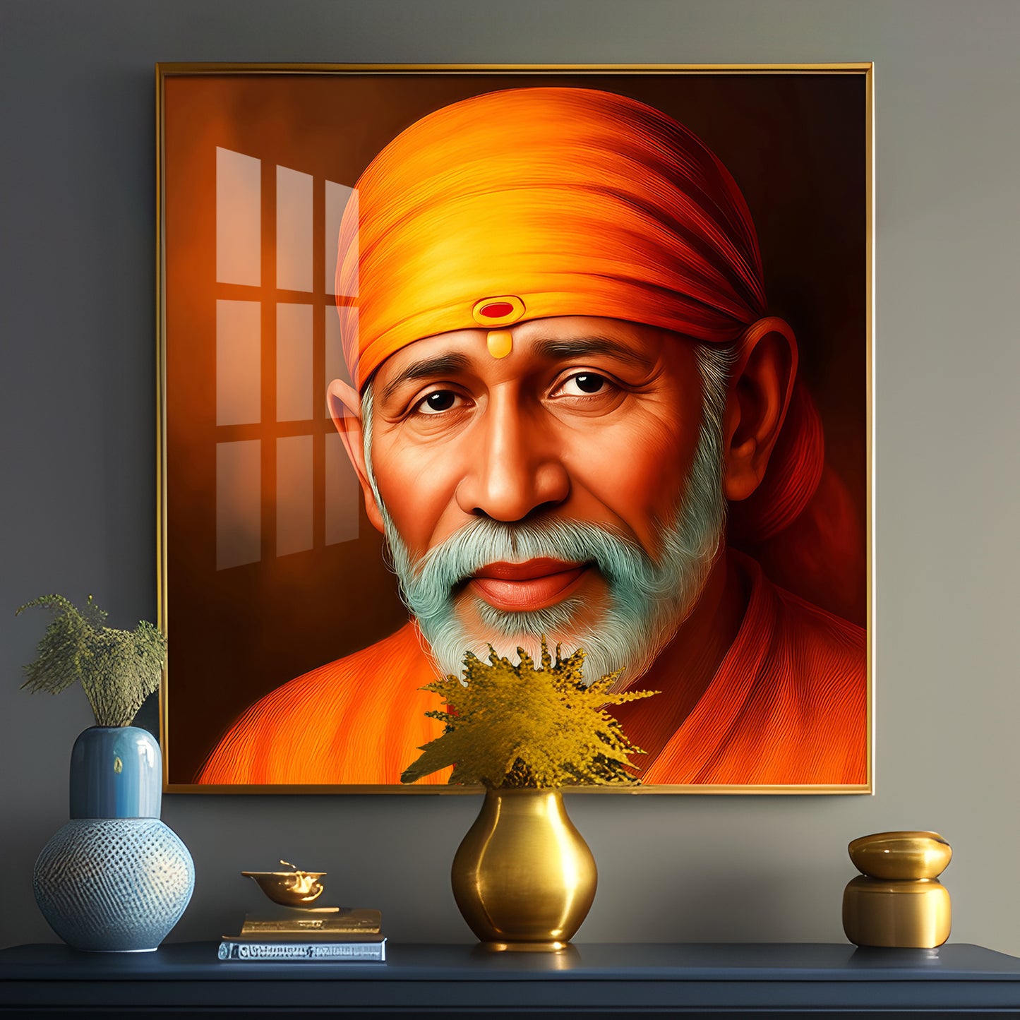 Shridi Sai Baba Premium Acrylic Square Wall Art