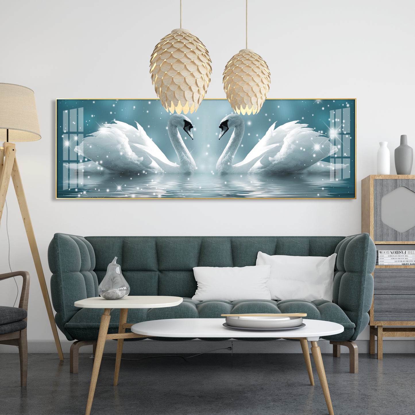 Loving Swans Premium Acrylic Horizontal Wall Art