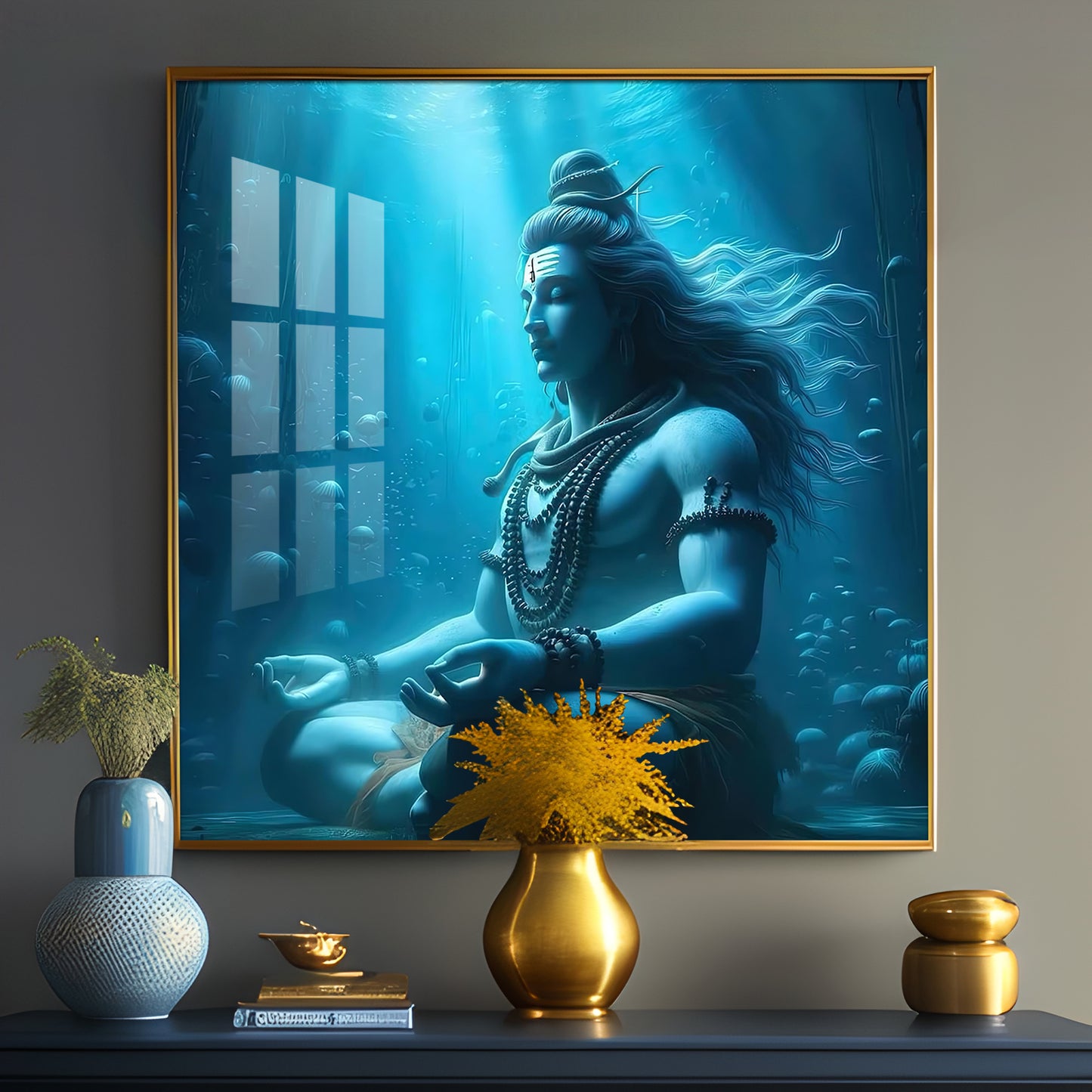 Meditating Shiva Premium Acrylic Square Wall Art