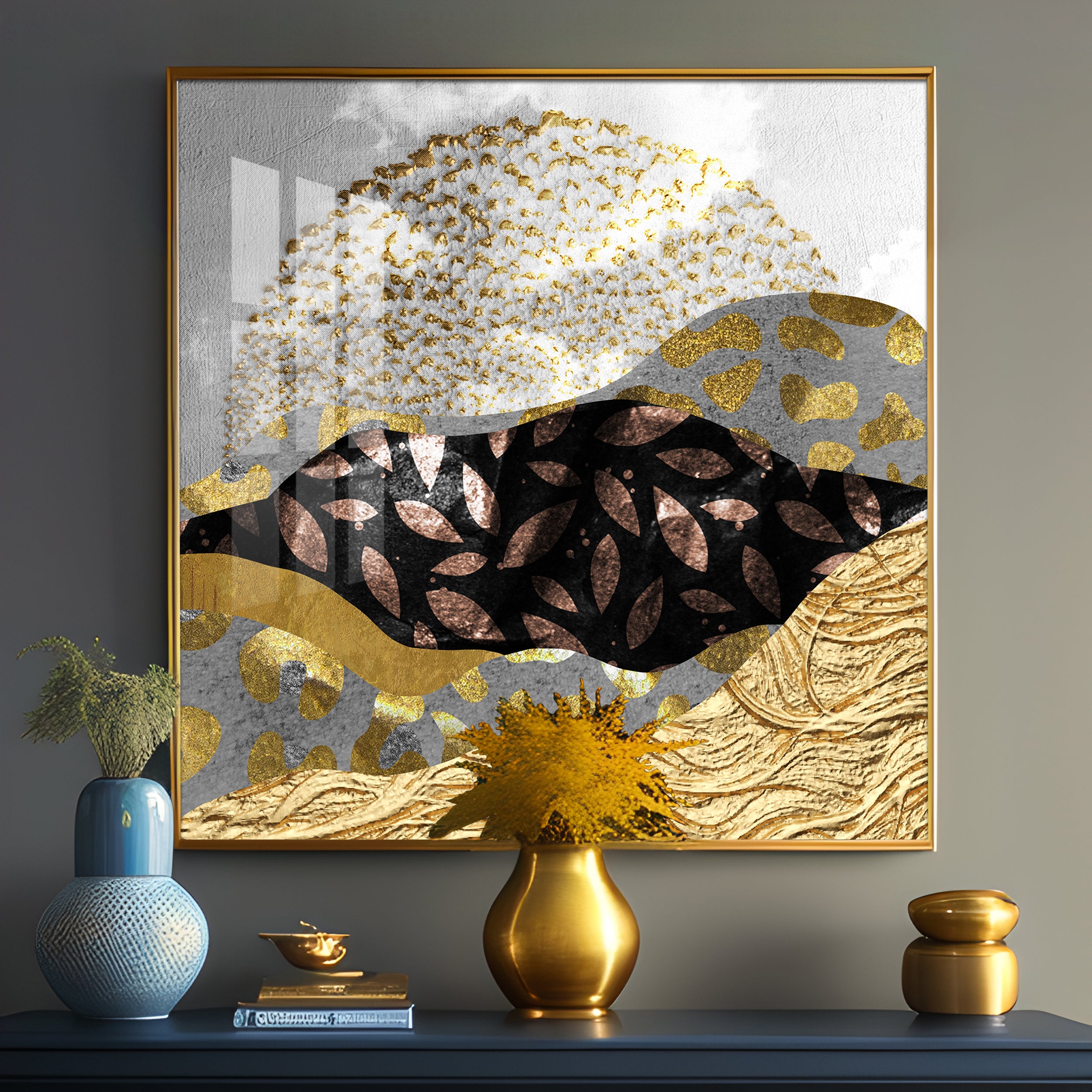 Metallic Mountains Premium Acrylic Square Wall Art