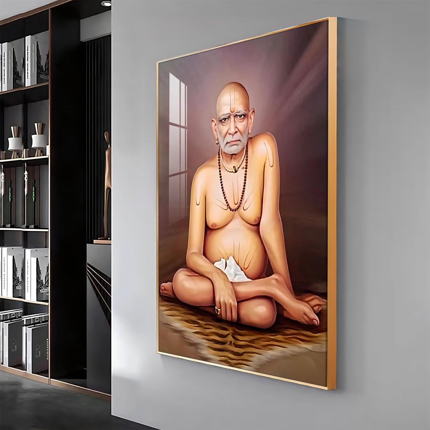 Noir Reflection Shri Swami Samartha Premium Vertical Acrylic Wall Art