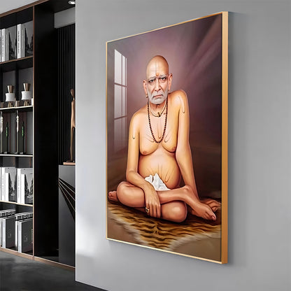 Noir Reflection Shri Swami Samartha Premium Vertical Acrylic Wall Art