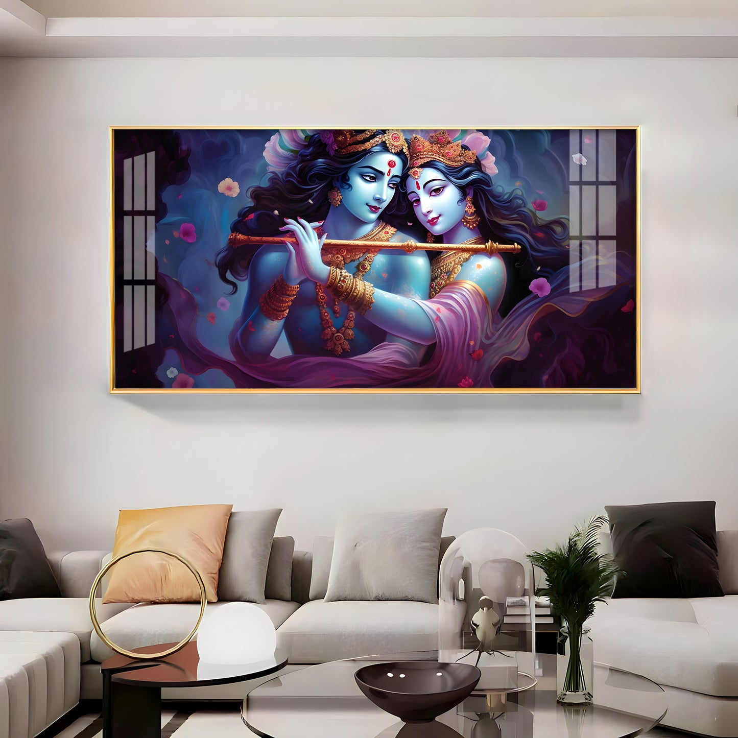 Radha Krishna Unforgetful Love Premium Acrylic Horizontal Wall Art