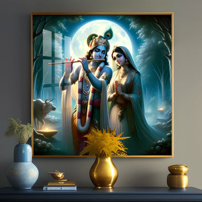 Jai Shree Radhekrishna Premium Acrylic Square Wall Art