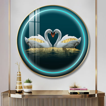 Swan Symphony Premium Acrylic Round Wall Art