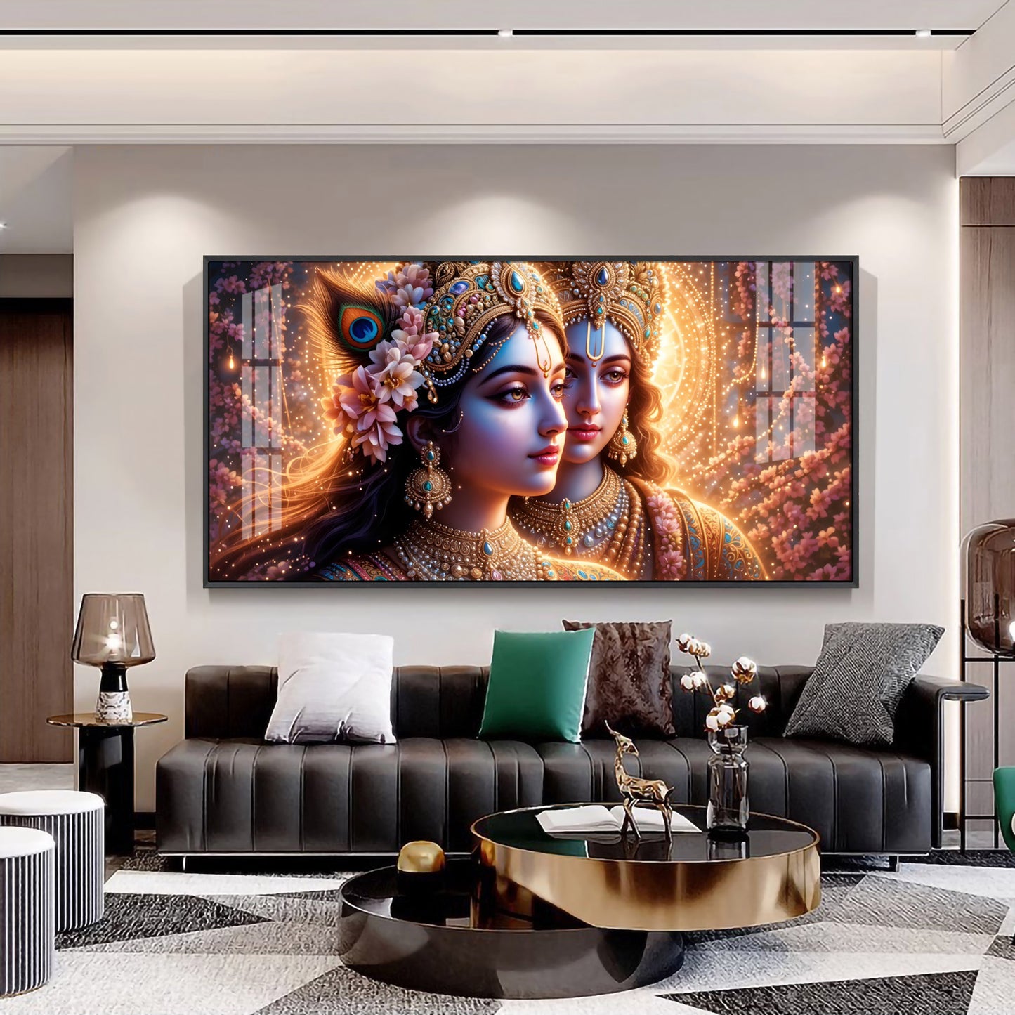 Portrait Of Radha Krishna Connection Premium Acrylic Horizontal Wall Art